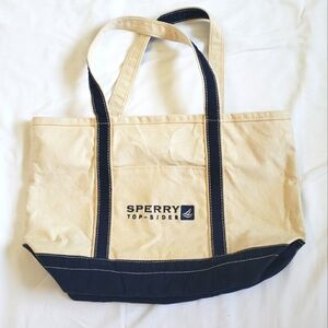 Sperry Canvas and Navy Zippered Tote